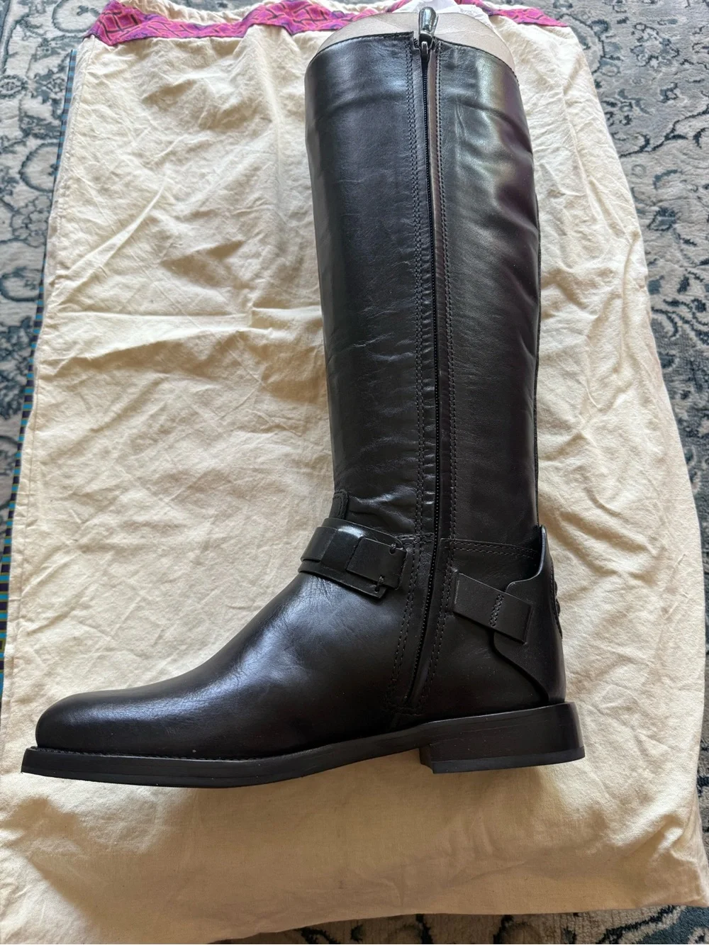 Tory Burch Black Leather Tall Riding Boots Colton